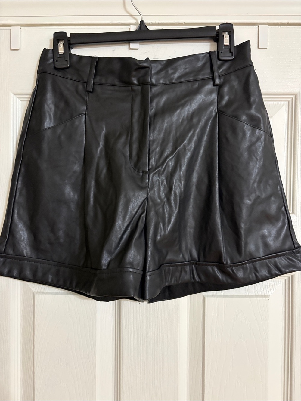 glam Black Faux Leather High-Waist Women's Shorts